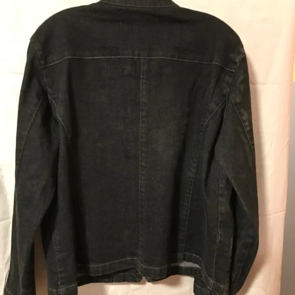 Chicos Platinum black denim jacket size 2 or conventional size 12 - Picture 2 of 3